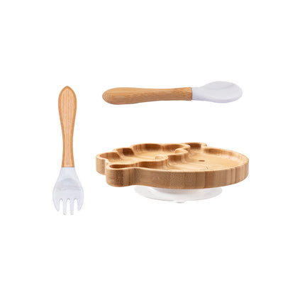 Conjunto de Refeição 3 Peças – Prato, Colher, Garfo e Copo de Silicone