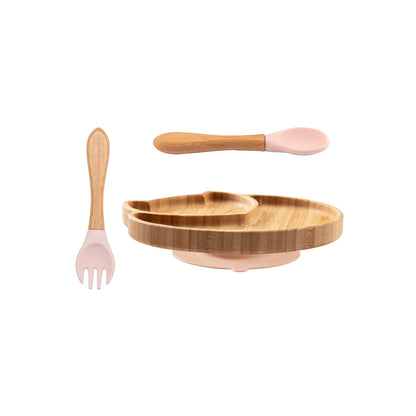 Conjunto de Refeição 3 Peças – Prato, Colher, Garfo e Copo de Silicone