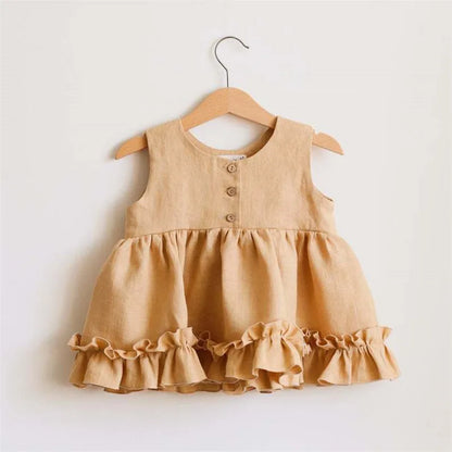 Vestido Tutu de 3 Camadas em Algodão e Linho para Bebé Menina