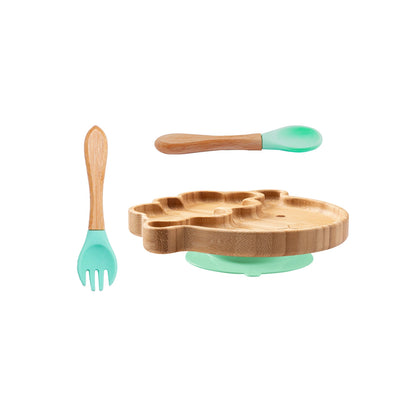 Conjunto de Refeição 3 Peças – Prato, Colher, Garfo e Copo de Silicone