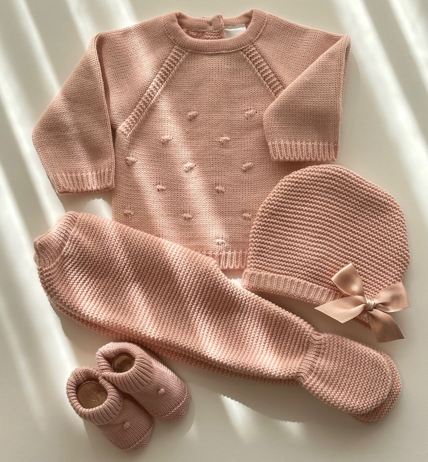 Conjunto de 3 Peças Para Bebé Rosa Velho