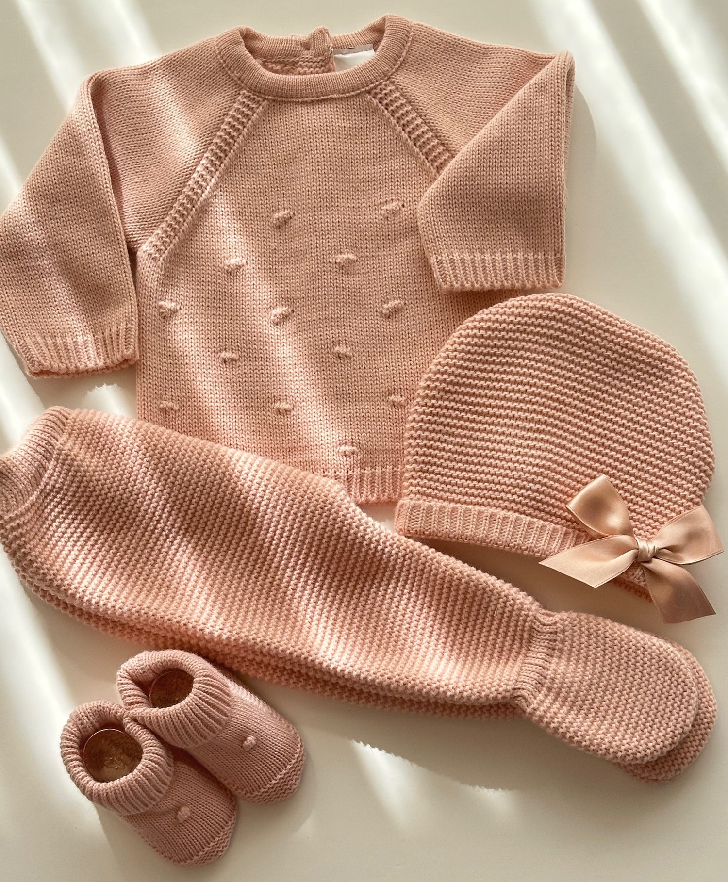 Conjunto de 3 Peças Para Bebé Rosa Velho