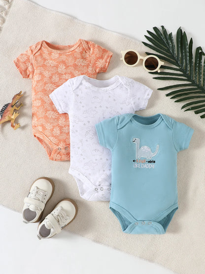 Conjunto de 3 Bodys para Bebé – 100% Algodão
