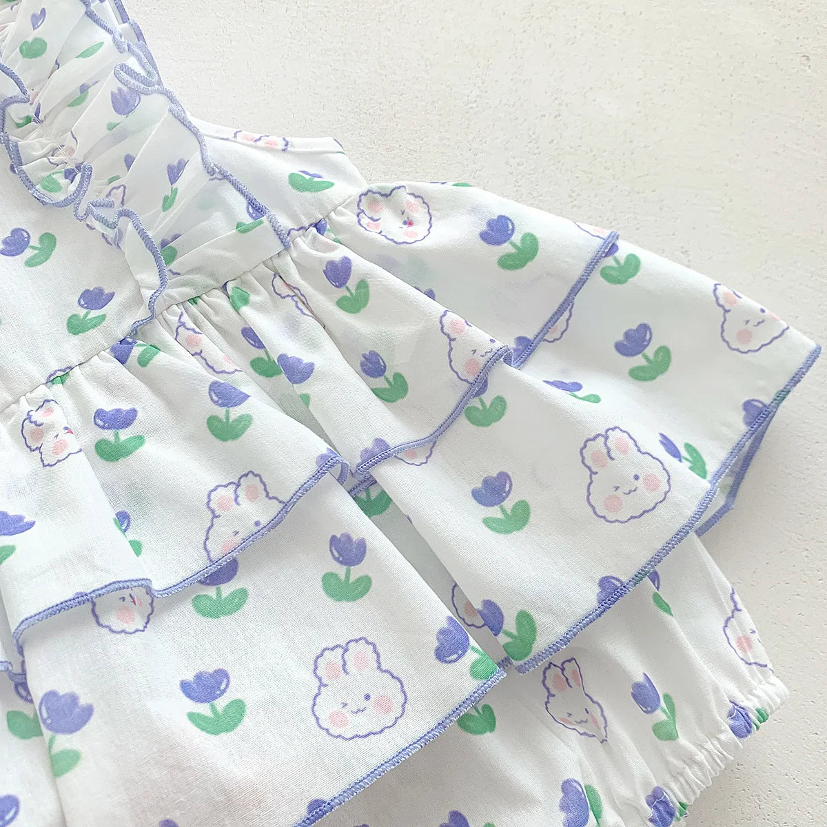 Body de Verão para Bebé Menina com Estampa de Coelhinho com Faixa de Cabelo