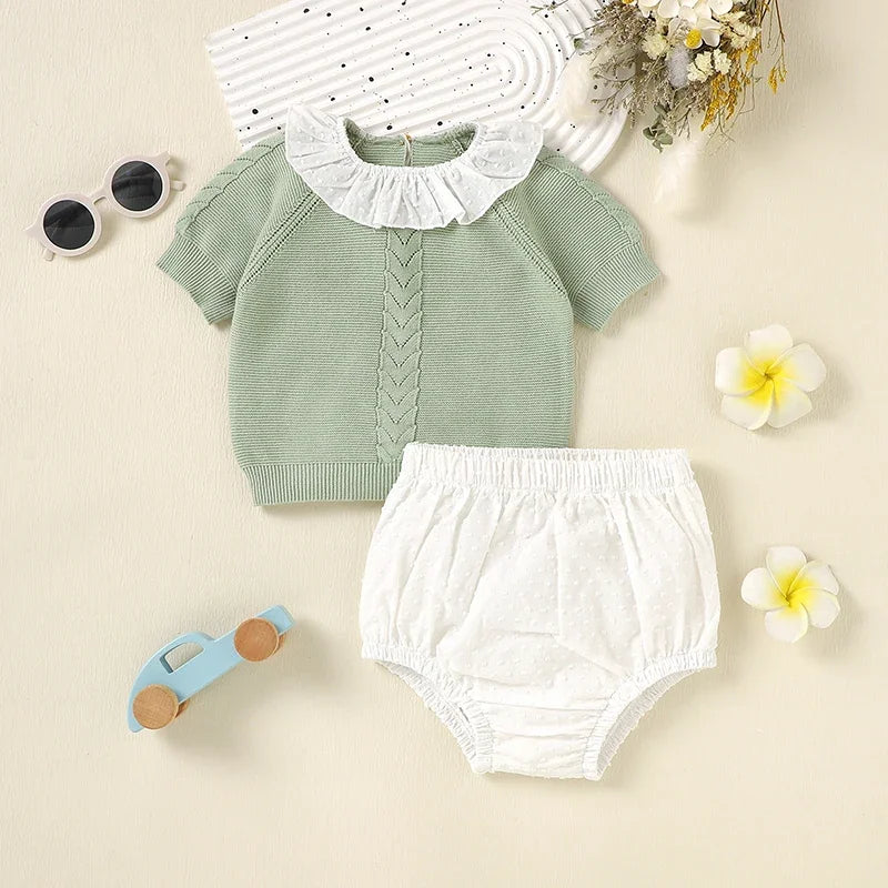Conjunto de Malha em Algodão para Bebé – Camisola com Calções