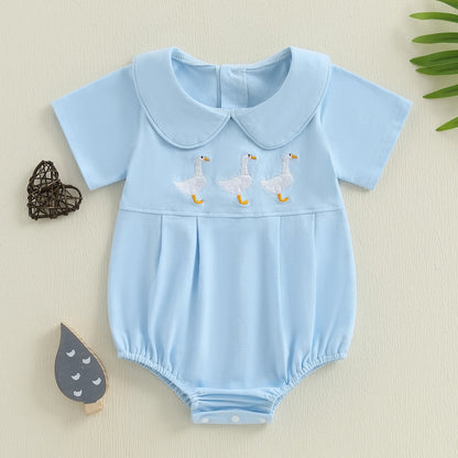 Fato de Verão para Bebé Menina com Bordado de Pato