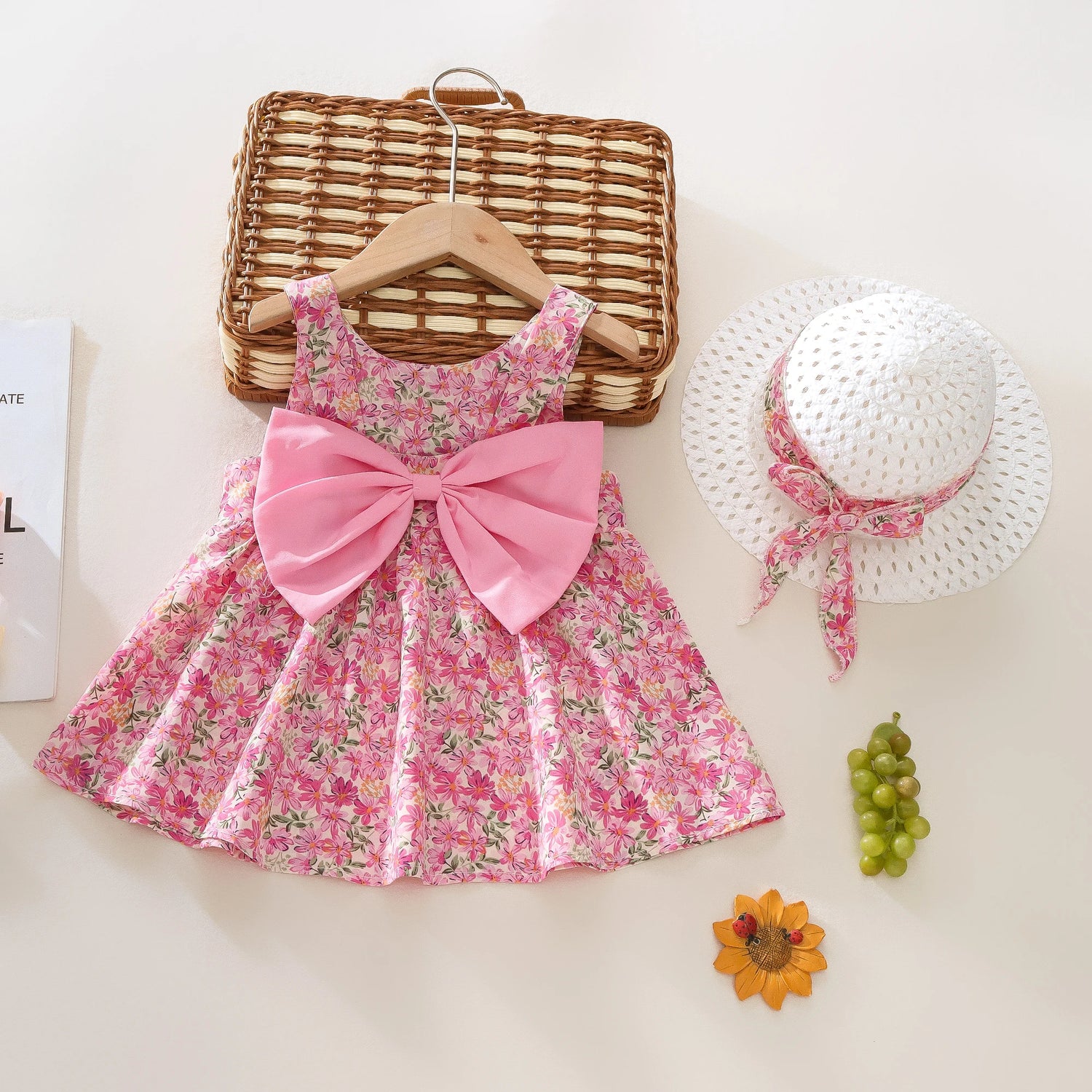 Vestido Primavera Com Chapéu em Algodão
