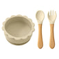 Conjunto de Alimentação Infantil 3 em 1 - Taça, Colher e Garfo em Silicone com Design de Animais