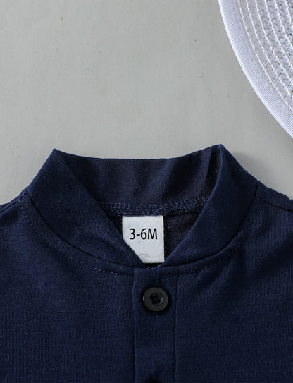 Conjunto de Verão para Bebé Menino – T-shirt Branca de Manga Curta e Calções
