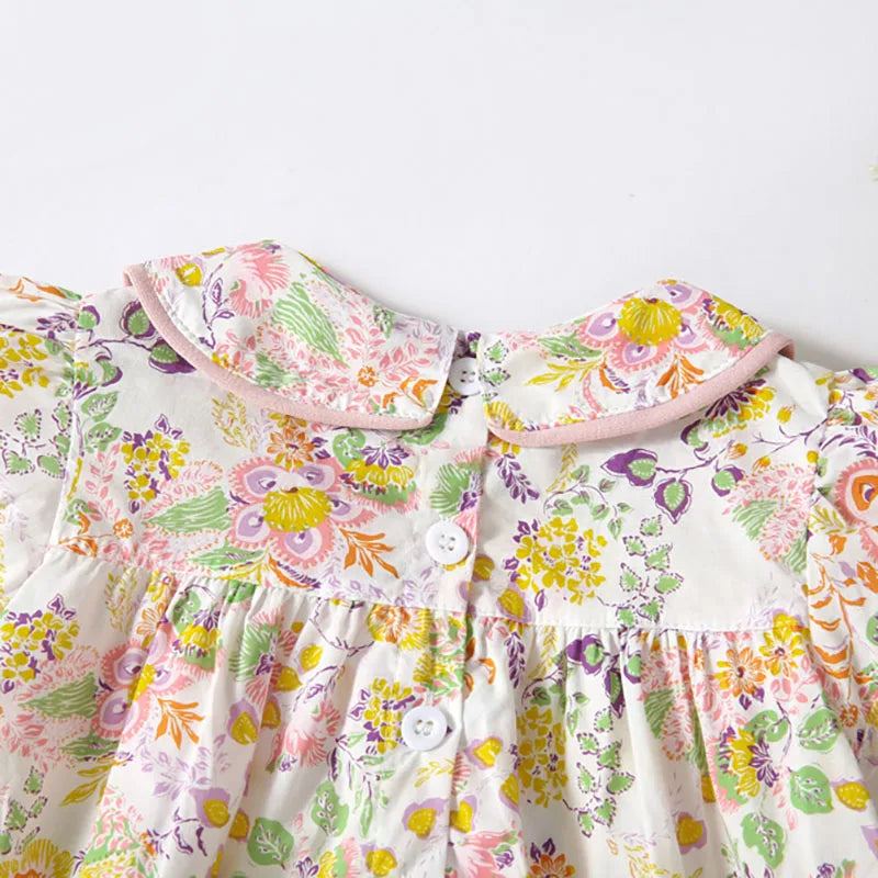 Conjunto para Bebé Menina – Blusa com Gola e Calções Florais