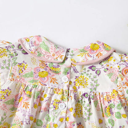 Conjunto para Bebé Menina – Blusa com Gola e Calções Florais