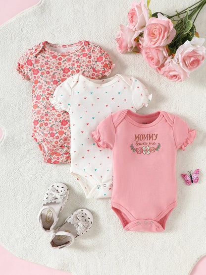 Conjunto de 3 Bodys para Bebé – 100% Algodão
