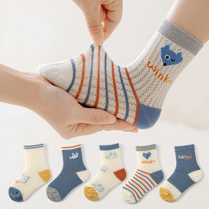 Meias Infantis em Malha Respirável – Pack 5 Pares