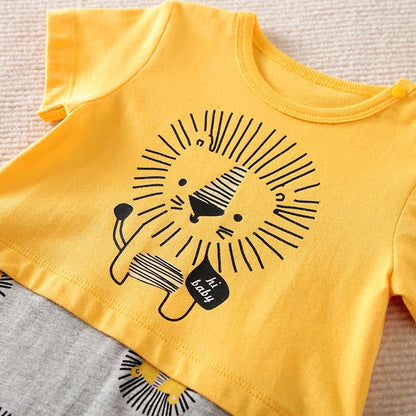 Babygrow de Verão Estampa de Leão em Algodão