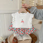 Conjunto Infantil de Verão - Top Sem Mangas com Estampado Floral e Calções