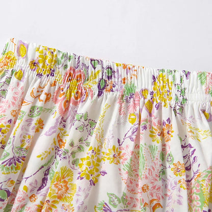 Conjunto para Bebé Menina – Blusa com Gola e Calções Florais