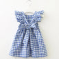 Vestido com Alças em Padrão aos Quadrados para Menina