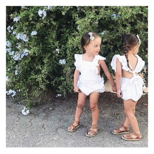 Fato de Verão sem Mangas para Bebé Menina com Folhos