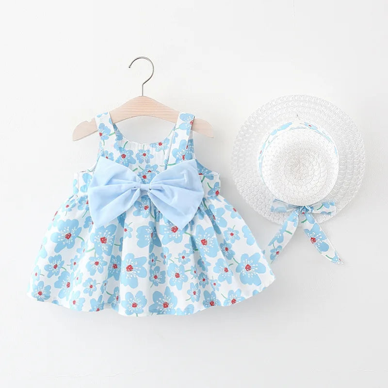 Vestido Floral com Chapéu em Algodão