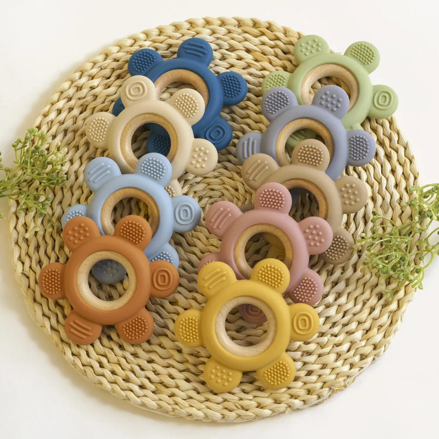 Mordedor Sensorial em Silicone – Formato Flor