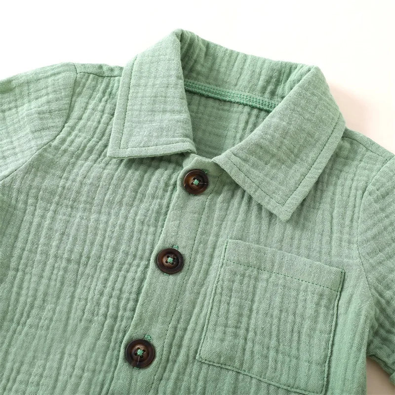 Conjunto Verão 2 Peças para Bebé Menino – Camisa Manga Curta com Bolsos e Calções