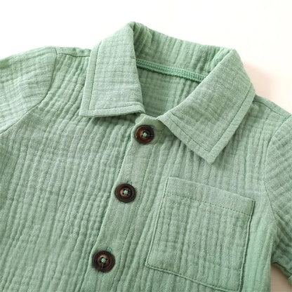Conjunto Verão 2 Peças para Bebé Menino – Camisa Manga Curta com Bolsos e Calções