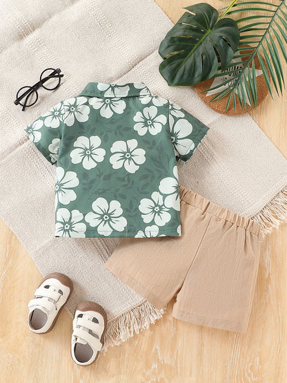 Conjunto Verão 2 Peças para Menino - Camisa com Bolsos e Calções