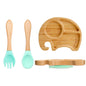 Conjunto de Pratos Infantis em Bambu com Ventosa em Silicone - 3 Peças