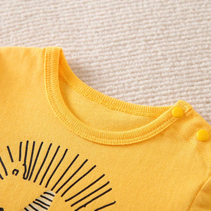Babygrow de Verão Estampa de Leão em Algodão