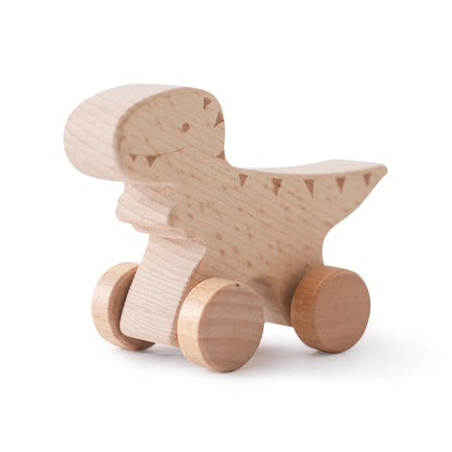 Brinquedo de Madeira para Bebé – Carrinho com Formato de Dinossauro