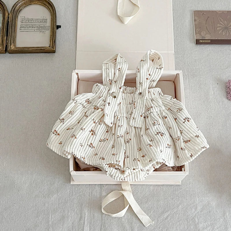 Conjunto para Bebé Camisa Casual com Gola com Body Vestido Floral