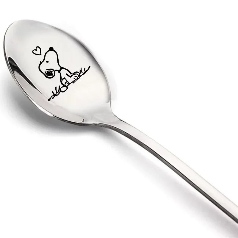Colher Infantil em Aço Inoxidável com Estampa do Snoopy para Crianças