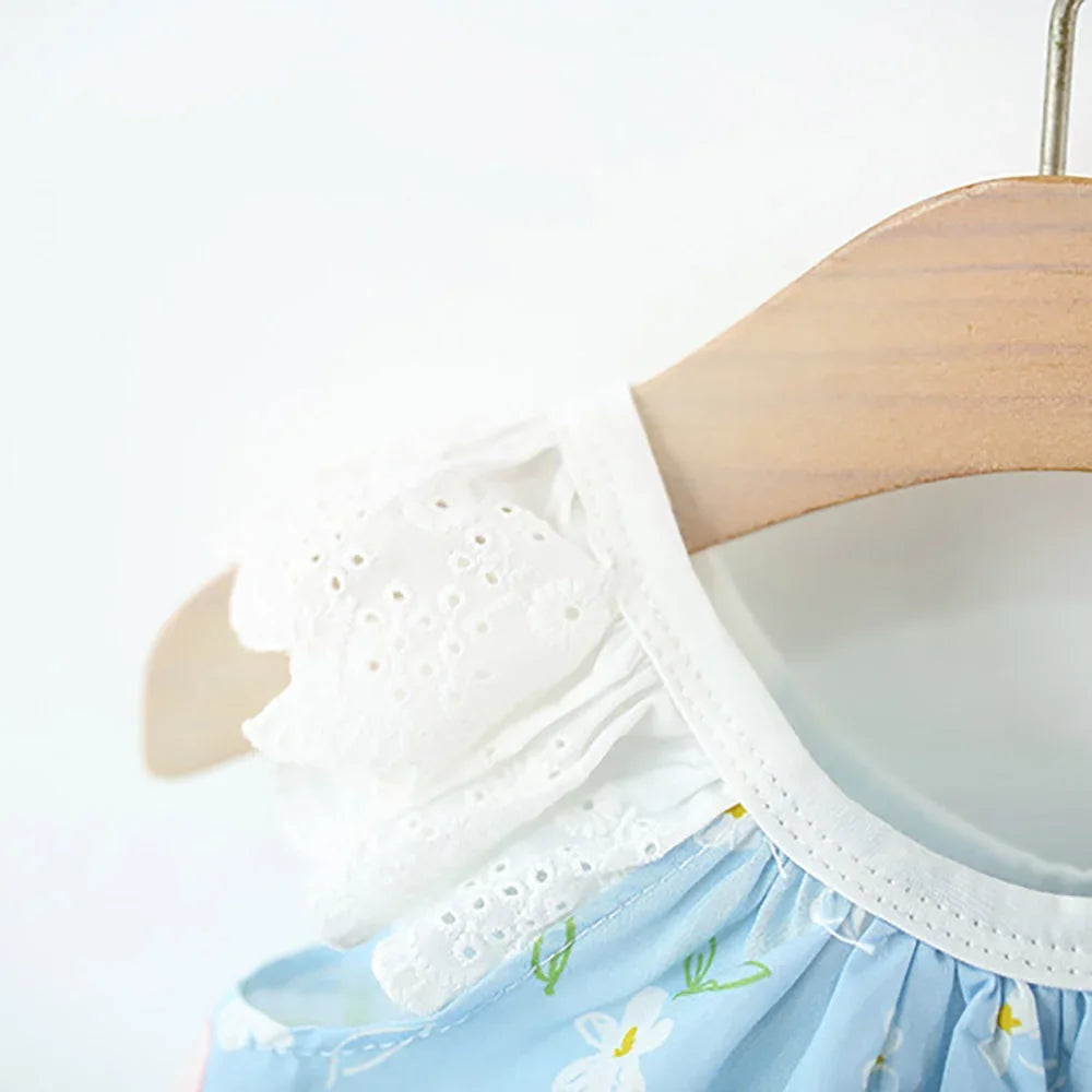 Conjunto 2 Peças para Menina - Top com Renda e Coelhinho + Calções Florais