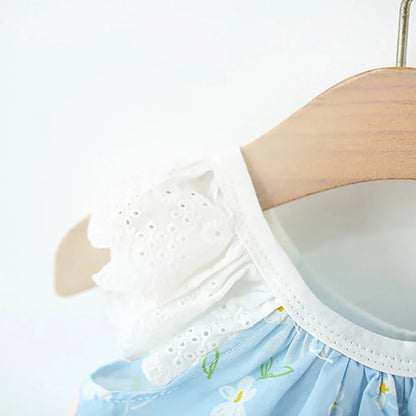 Conjunto 2 Peças para Menina - Top com Renda e Coelhinho + Calções Florais