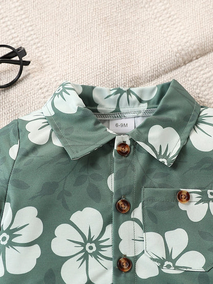 Conjunto Verão 2 Peças para Menino - Camisa com Bolsos e Calções