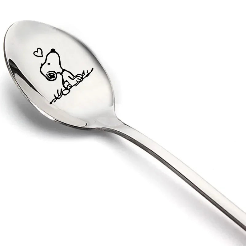Colher Infantil em Aço Inoxidável com Estampa do Snoopy para Crianças