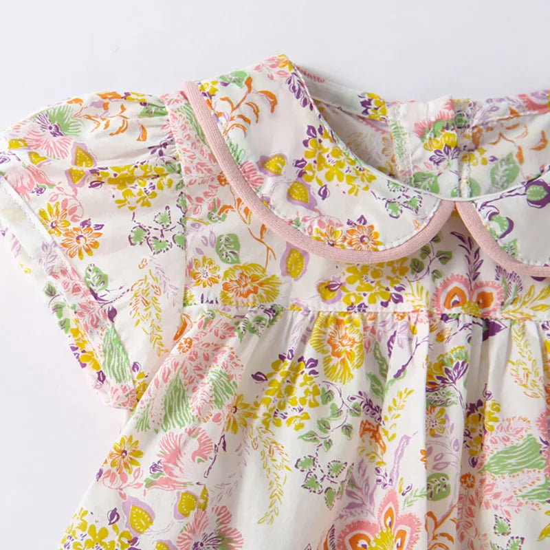 Conjunto para Bebé Menina – Blusa com Gola e Calções Florais