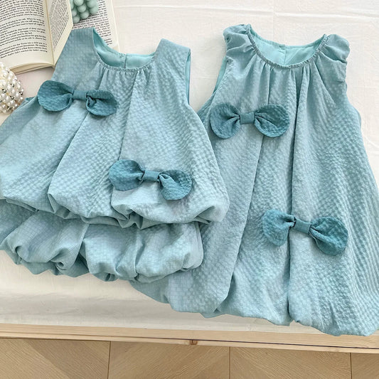 Conjunto de Verão para Meninas - Top sem Mangas com Laço e Calções