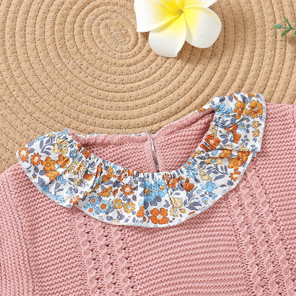 Conjunto de Verão para Bebé Menina Casual de Manga Curta com Calções Florais
