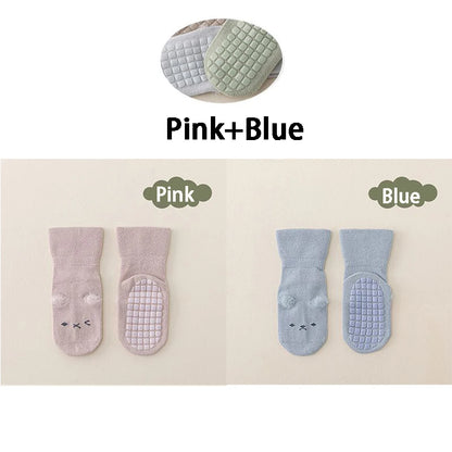 2 Pares de Meias Antiderrapantes para Bebé em Algodão