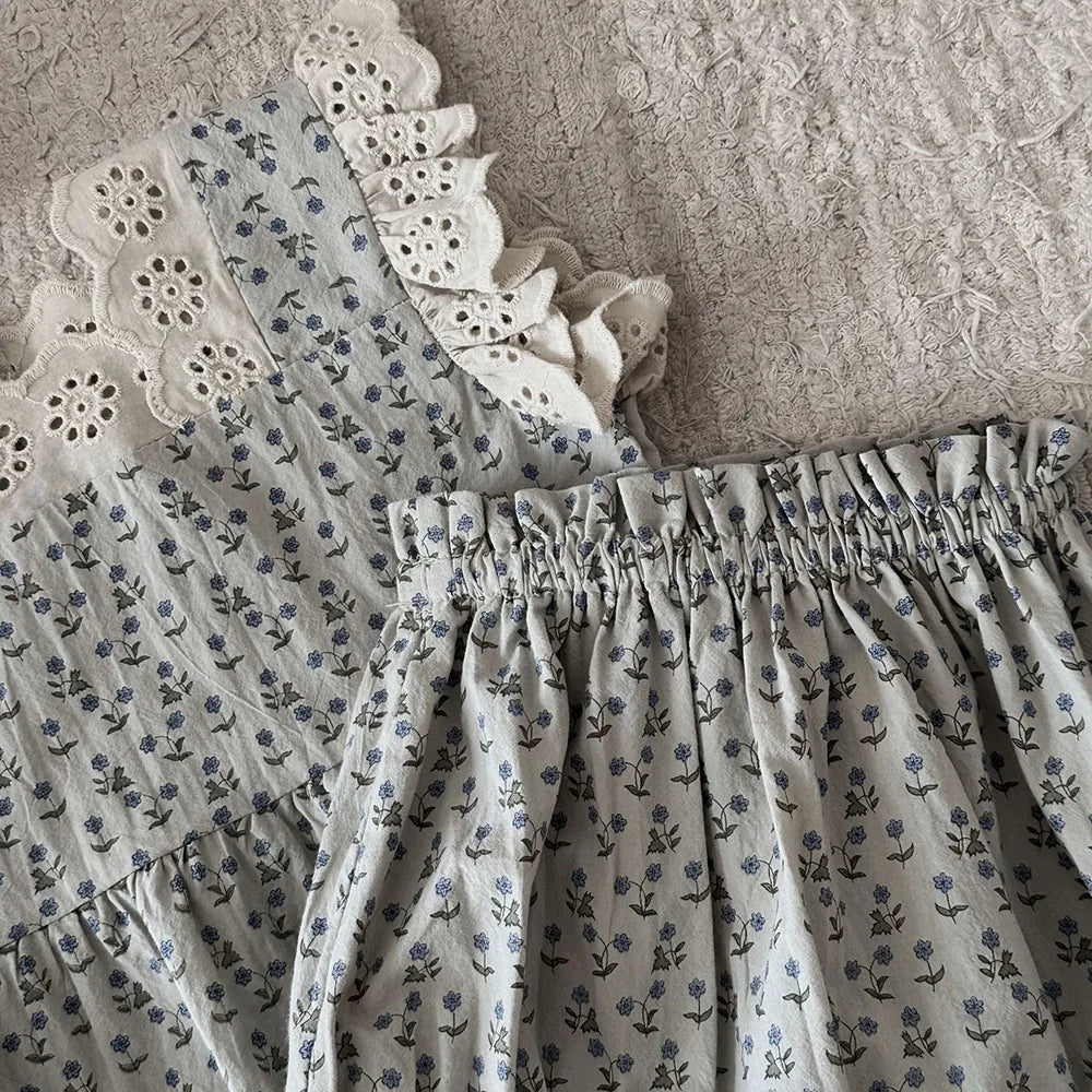 Conjunto Infantil de 2 Peças – Top sem Mangas com Estampado Floral e Calções
