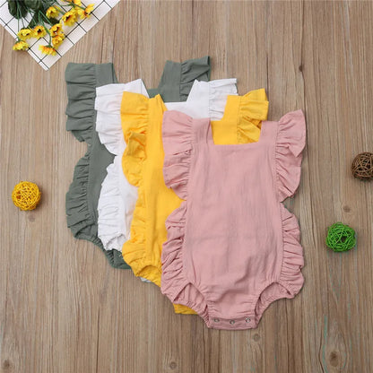 Fato de Verão sem Mangas para Bebé Menina com Folhos