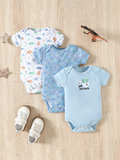 Conjunto de 3 Bodys para Bebé – 100% Algodão