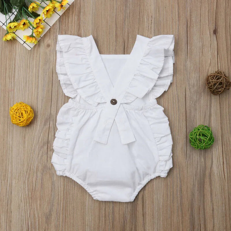 Fato de Verão sem Mangas para Bebé Menina com Folhos