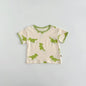 Conjunto de Verão - Camisola com Dinossauro e Calções com Alças