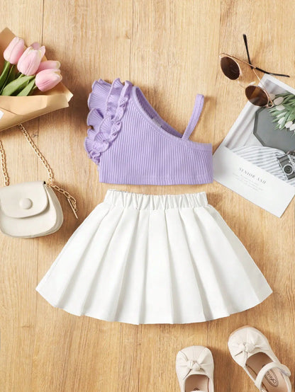 Conjunto de Verão para Bebé - Vestido em Duas Peças com Saia Plissada