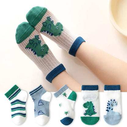 Meias Infantis em Malha Respirável – Pack 5 Pares