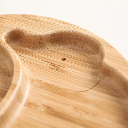 1pcs/3pcs Wooden Feeding Tableware Sets Baby Feeding Bowl Bamboo Non-slip Waterproof Fork Spoon for kids Baby Wooden Plate
