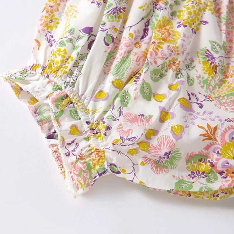Conjunto para Bebé Menina – Blusa com Gola e Calções Florais