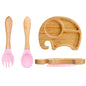 Conjunto de Pratos Infantis em Bambu com Ventosa em Silicone - 3 Peças